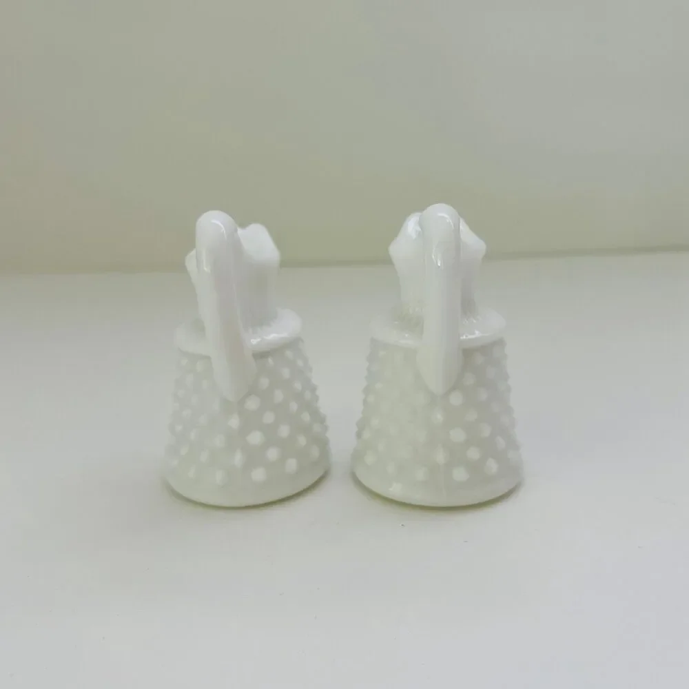 FENTON White Milk Glass Hobnail Pattern Oil & Vinegar Cruets